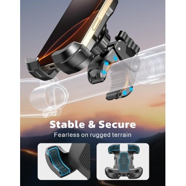 Dawinga Motorcycle Phone Mount, [One-Click Lock] Bike Phone Holder, [Upgrade Cushioned Protection] Handlebar Phone Mount with Security Lock Compatible with iPhone, Samsung and 4.7-6.9'' Smartphones