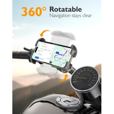 Dawinga Bike Phone Holder, [Vibration Damper] [Tool-Free] Motorcycle Phone Mount, [Silicone Cushion] Handlebar Mount with Security Lock Compatible with iPhone, Samsung and 4.7-6.9'' Devices