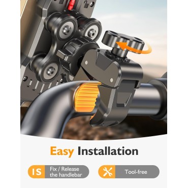 Dawinga Bike Phone Holder, [Vibration Damper] [Tool-Free] Motorcycle Phone Mount, [Silicone Cushion] Handlebar Mount with Security Lock Compatible with iPhone, Samsung and 4.7-6.9'' Devices