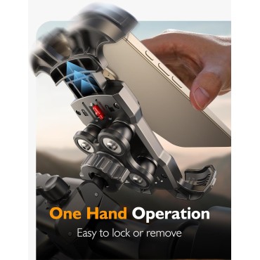 Dawinga Bike Phone Holder, [Vibration Damper] [Tool-Free] Motorcycle Phone Mount, [Silicone Cushion] Handlebar Mount with Security Lock Compatible with iPhone, Samsung and 4.7-6.9'' Devices