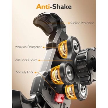 Dawinga Bike Phone Holder, [Vibration Damper] [Tool-Free] Motorcycle Phone Mount, [Silicone Cushion] Handlebar Mount with Security Lock Compatible with iPhone, Samsung and 4.7-6.9'' Devices