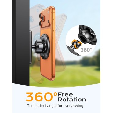 Dawinga Magnetic Golf Cart Phone Holder Mount, Strong Magnet Compatible with MagSafe iPhone and Android, Golf Gifts for Men Dad Women Golfers, Golf Cart Accessories Fits EZGO Club Car (US Flag)
