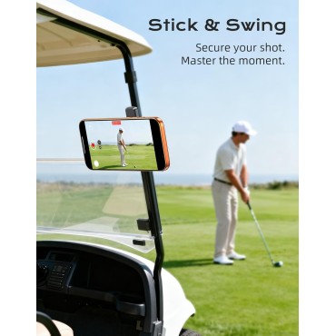 Dawinga Magnetic Golf Cart Phone Holder Mount, Strong Magnet Compatible with MagSafe iPhone and Android, Golf Gifts for Men Dad Women Golfers, Golf Cart Accessories Fits EZGO Club Car (US Flag)