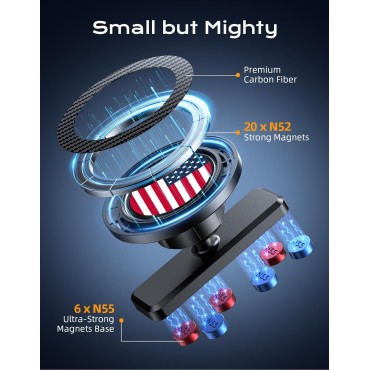 Dawinga Magnetic Golf Cart Phone Holder Mount, Strong Magnet Compatible with MagSafe iPhone and Android, Golf Gifts for Men Dad Women Golfers, Golf Cart Accessories Fits EZGO Club Car (US Flag)