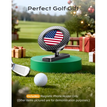 Dawinga Magnetic Golf Cart Phone Holder Mount, Strong Magnet Compatible with MagSafe iPhone and Android, Golf Gifts for Men Dad Women Golfers, Golf Cart Accessories Fits EZGO Club Car (US Flag)