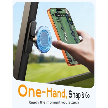 Dawinga Magnetic Golf Cart Phone Holder, Strong Magnet Phone Mount Compatible with MagSafe iPhone 12-17 and Android, Fits EZGO, Club Car, Yamaha, Golf Cart Accessories Gift for Golfers Men Women