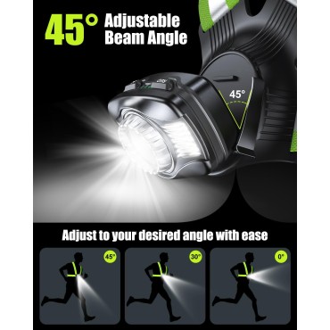 Dawinga Running Lights for Runners, 500 Lumens Running Light with 45° Adjustable Beam, 6 Modes & IPX4 Waterproof, 1800 mAh Rechargeable Reflective Vest for Night Walking/Cycling/Jogging/Hiking