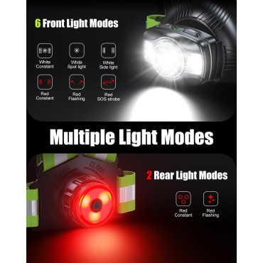 Dawinga Running Lights for Runners, 500 Lumens Running Light with Rear Red Alert Light, 45° Adjustable Beam & IPX4 Waterproof, Rechargeable Reflective Vest for Night Walking/Cycling, 4-20Hrs Runtime